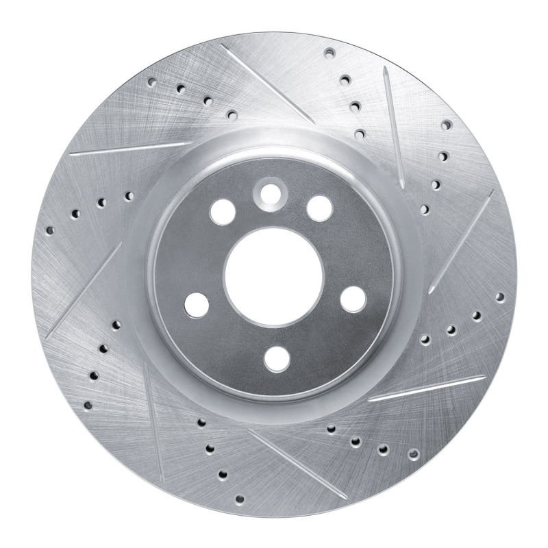 Jaguar E-Pace Brake Rotor (1) - Front Right - R1 Concepts - Drilled & Slotted - Silver - `15-`19